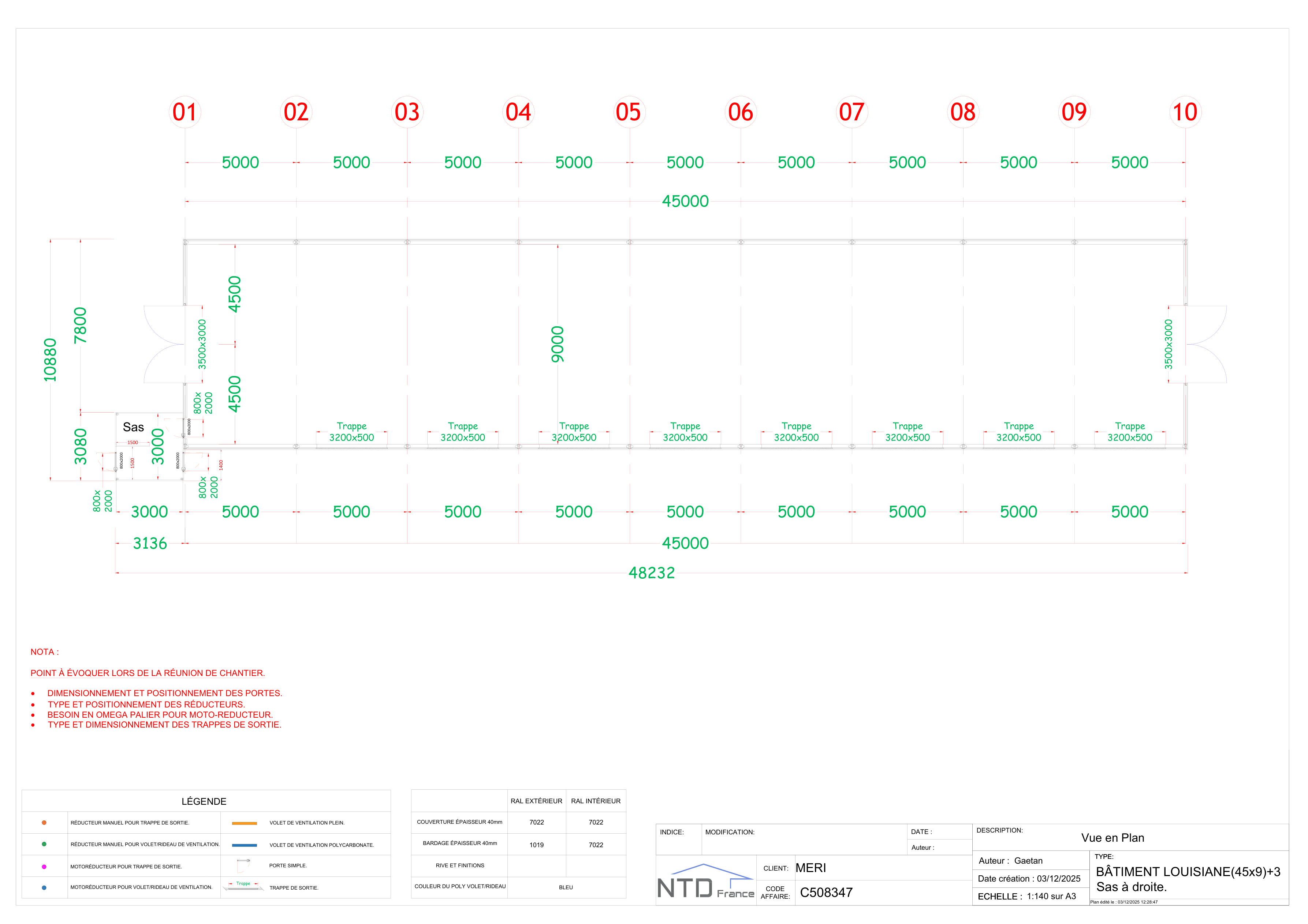Vue en plan SASD — Louisiane 45×9